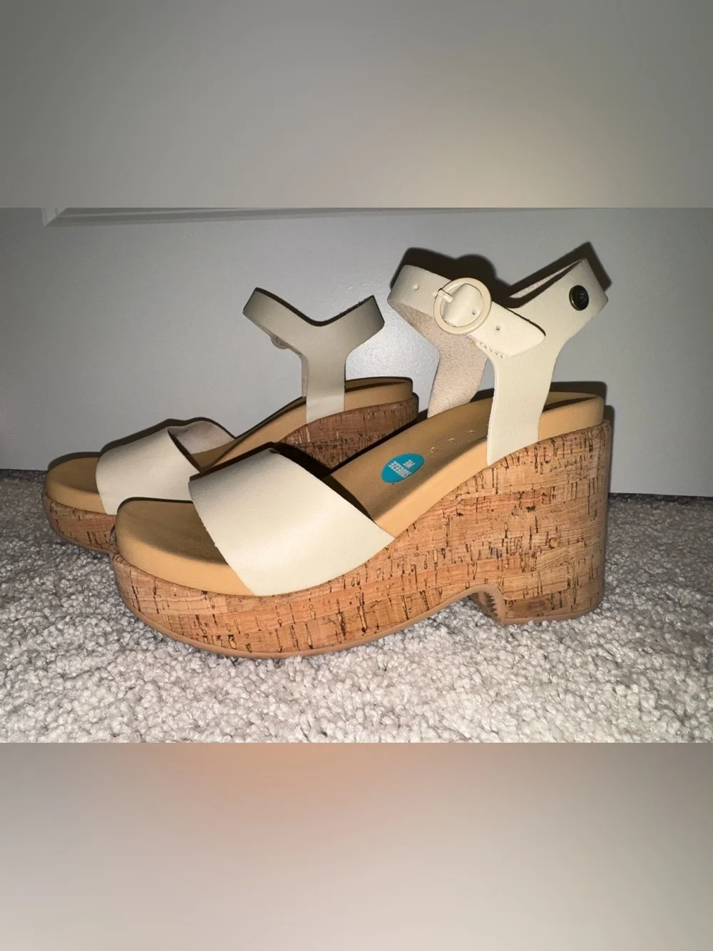 Reef Cream Cork Platform Wedge Sandals